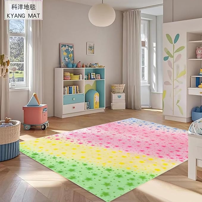 ABREEZE Kids Rug Play Mat Ultra Soft Rugs for Kids Room, 5'x6.6' Non Slip Gradient Star Children Nursery Rug Carpet for Bedroom Decor Playroom Living Room