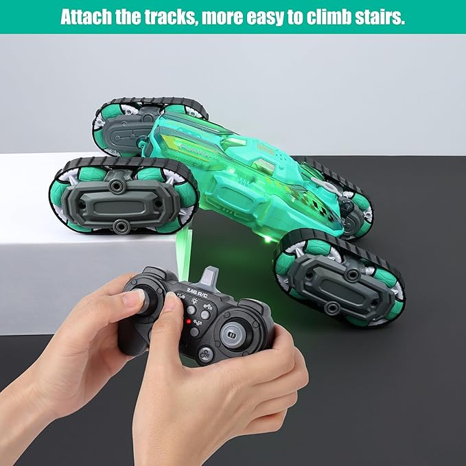 Cool 8WD RC Stunt Car for Kids Ages 6 7 8-12 13 14 Year Old - Remote & Gesture Hand-Controlled Toy with Lights & Music, Rotating Drift Car for Boys, 2.4Ghz