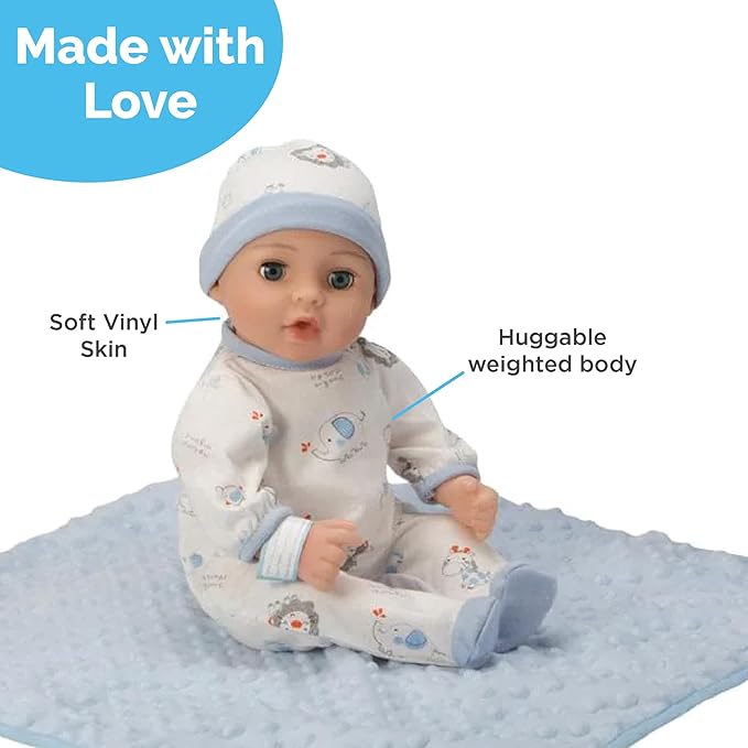Adora 16 Inch Boy Baby Doll with Accessories Blue Matching 9-Piece Set Including a Pacifier, Hospital, Bracelet, Diaper, and More Gift for Toddlers Ages 3+ Adoption Babies Collection - Handsome