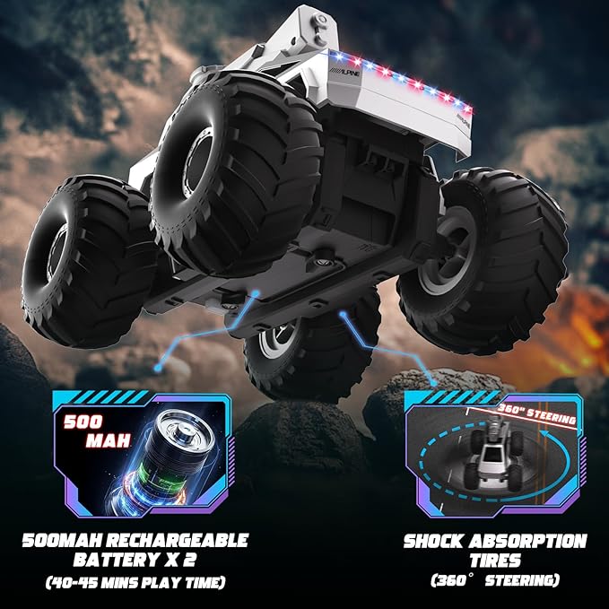 Remote Control Car, 1:16 RC Cars Scale All Terrain Electric Vehicle, Water Squirt Tank with Lights Toys Monster Trucks, Brithday Gift for Boys Girls & Adults