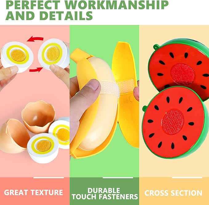 100 Pcs Play Food Set for Kids Kitchen, Pretend Food Toy for Toddlers Age 1-3, Plastic Cutting Fake Food/ Fruit/ Vegetable Accessories with 2 Baskets, Birthday Gifts for 2 3 4 5 Years Old Boys Girls