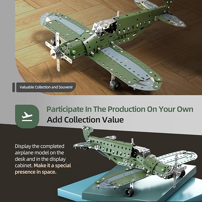 Model Airplane STEM Building Projects Toys - DIY Building STEM Projects Toys for Kids Boys Girls Ages 8-12-16, Assembly Science Kit Model Plane Birthday Gift Toys for Kids Boys 8 9 10 11 12 Years Old