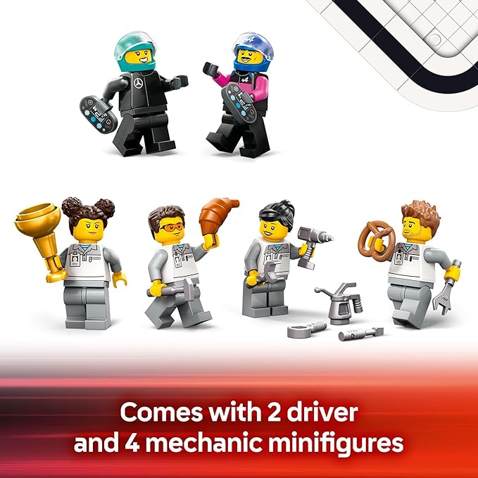 LEGO City F1 Garage & Mercedes-AMG & Alpine Cars Toy - Model Race Car Building Toy and Portable Playset for Kids, Boys and Girls, Ages 7+ - F1 Collectible for Fans - Gift Idea for Birthdays - 60444