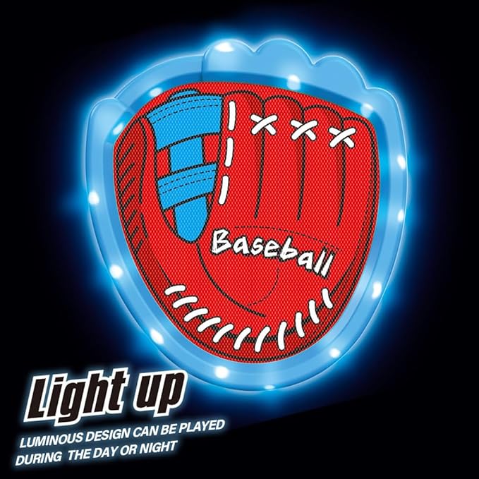 Toss and Catch Baseball Toy Set with 4 LED Light-Up Gloves 6 Soft Baseball, Fun Sticky Ball Catch Games for Kids Ages 3-12, Beginner Baseball Training, Indoor/Outdoor Sports Toy Gifts for Boys & Girls