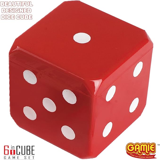 Gamie 6-in-1 Dice Cube Game Set Board Game and Casino Set–Includes Chess, Checkers and Backgammon, 2 Decks of Playing Cards, Poker Chips, Poker Dice and Dominoes-Complete Kit for Family Fun