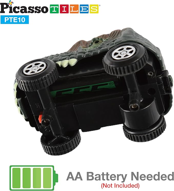 PicassoTiles 2 Piece Swift Highly Detailed Race Track Truck Dinosaur Cars Accessories in Bulk Package Compatible with STEM Magnetic Tile Race Track Building Kits for Kids Boys & Girls Ages 3+ PTE10