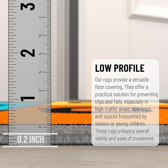 Ottomanson 2'7" x 6' Hopscotch Kids Rug - Play Mat for Playroom, Bedroom, Daycare & Classroom - Fun & Interactive Game Carpet - Durable and Non-Slip - Perfect for Learning & High-Traffic Areas, Gray