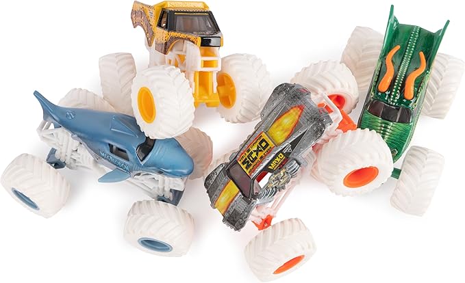 Monster Jam - Pack of 4 1:64 Die Cast Vehicles - 4 Authentic Monster Trucks Official Show Vehicles to Collect Scale 1:64 - Children's Toy 3 Years and Above