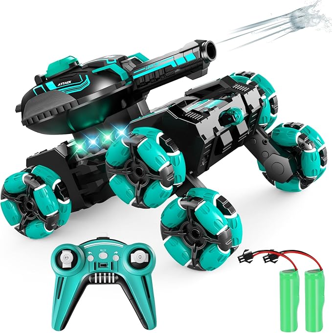 Remote Control Car for Kids, RC Cars Toys for Ages 8-13, 2.4GHz 360° Rotation 6WD RC Stunt Car Water Bomb Toy Birthday Gifts for 6 7 8 9 10 11 12 Year Old Boys Girls (Green)