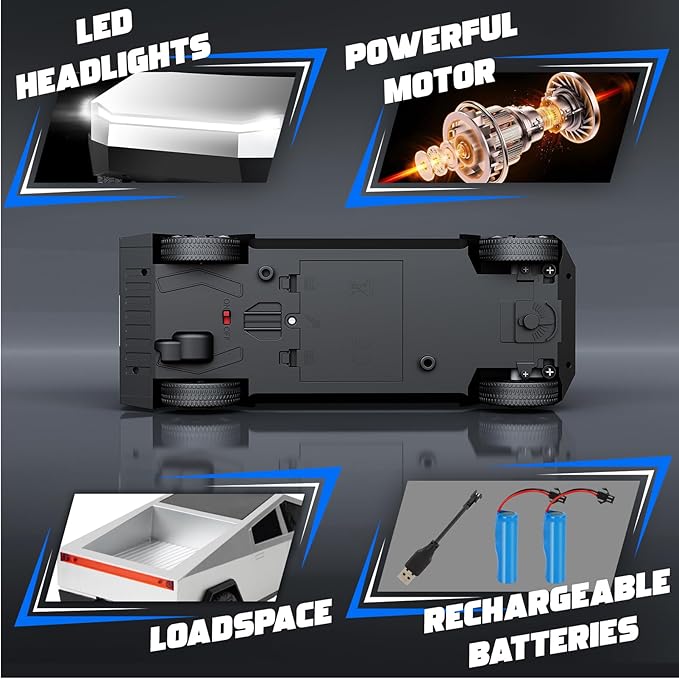 1:24 RC Car Toys - All Terrain High Speed Remote Control Car with Light and Loadspace, Electric Vehicle Toys for Kids, Gifts for Kids, Boys and Girls