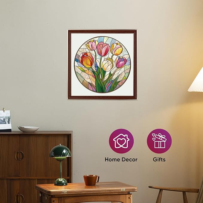 Puzzles for Adults, Tulip Wooden Puzzles 200 Pieces, 5MM Thick Unique Shaped Flower Plant Jigsaw Puzzles Birthday Gifts for Kids Family Game 11.2 * 11.2inch