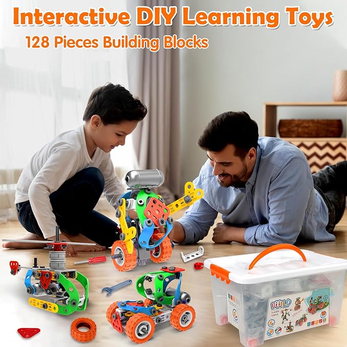 STEM Toys for Boys Kids Gift - 10 in 1 Electric Building Toys for 5 6 7 8 9 10 Year Old Birthday Gifts - Educational Construction Blocks Kits Activities Games Ages 4-6 4-8 5-7 6-8 8-10 8-12 Year Old