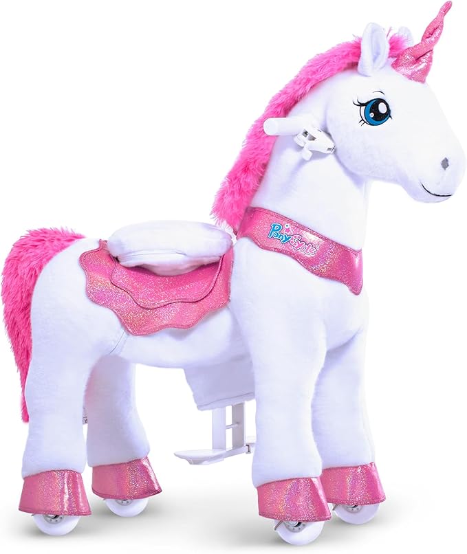 PonyCycle Ride on Unicorn Toys for Girls Katy Perry Pony Riding Pink Unicorn Rocking Horse (with Brake/ 35.4" Height/Size 4 for Age 4-7) Ride-on Animals Plush Pony Toys Birthday Gifts E412
