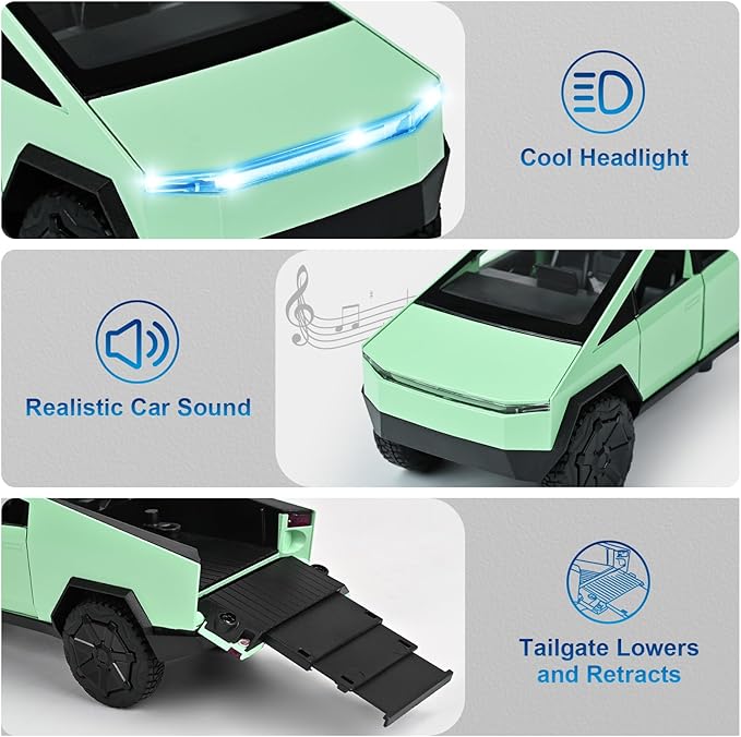 INGQU® Toy Car Alloy Diecast Pick-up Truck Model with RV & Motorcycle with Sound and Light Race Car Display Model Metal Pull-Back Vehicle 3-in-1 Camping Car Set Ideal Gift for Boys Kids Age for 3+