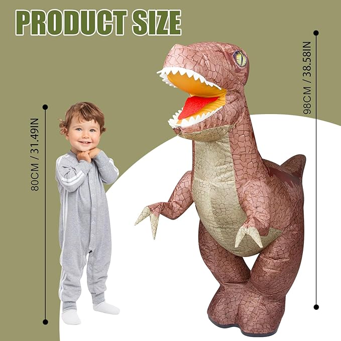 2.4GHZ Remote Control Inflatable Dinosaur Toy for Kids, RC Walking Dino W/ 360°Rotation,Forward & Backward,Rechargeable Dinosaur Toy for Boys Kids Age 5-7 6-8