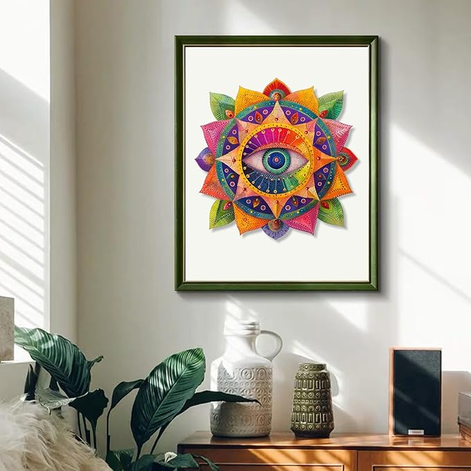 Mandala Wooden Puzzles for Adults, 500 Piece Unique Shaped Wood Evil Eye Jigsaw Puzzles for Adults and Kids, Fun Challenging Puzzles Family Game Gift, 16.5'' x 16.4''