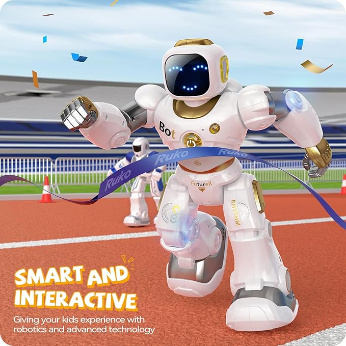 Ruko 1088 Smart Robot for Kids, Large Programmable Interactive STEM RC Robot, Voice Control and App Control, Gifts for Boys and Girls 4 5 6 7 8 9, Gold