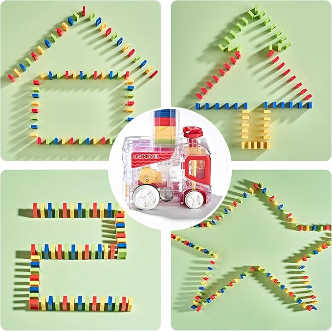 Electric Automatic Domino Train Set, Educational Toys for Ages 5-7, Boys Toys Age 4-6,Autistic Christmas Birthday Gift for Kids Toddlers Boys Girls