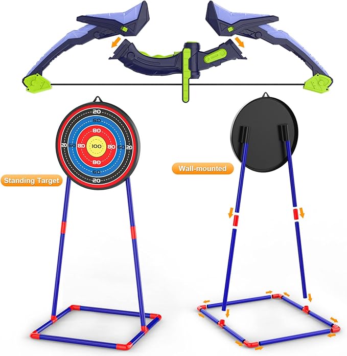 2 Pack Bow and Arrow Set for Kids, Light Up Archery Set with 14 Suction Cup Arrows, Archery Targets Outdoor Games for Kids Ages 4-8 8-12, Birthday Gifts Toys for 5 6 7 8 9 10 11 12 Year Old Boys Girls