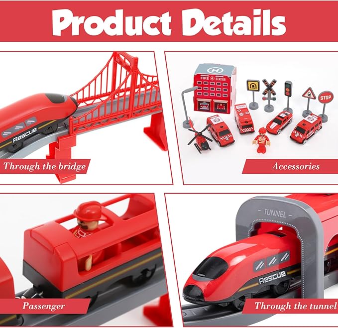 Wdmiya Train Set for Toddlers, 92 Pcs Train Toys for Kids Ages 2-8, Electric Trains Sets with Tracks (Magnetic Connection), Battery Operated Trains Birthday Gift for 2 3 4 5 6 7 Years Old