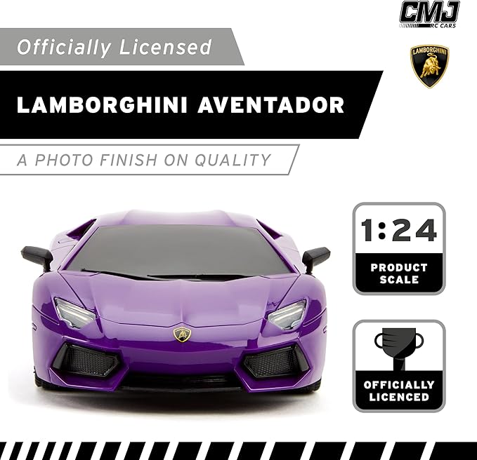 CMJ RC Cars Lamborghini LP700-4 Remote Control RC Car Officially Licensed 1:24 Scale Working Lights 2.4Ghz. Great Kids Play Toy Auto (Purple)