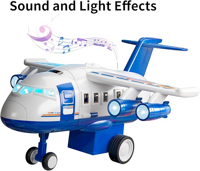 TEMI Kids Airplane Boy Toys for 3 4 5 Year Old Boys - Car Race Tracks for Kids Ages 3-5 with 8 Small Car Toys, Toddlers Educational Toy, Birthday Gifts for Boys 3-5, Birthday Gifts for Boys Girls 3-5