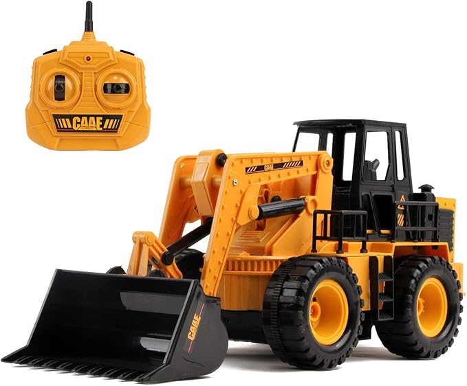 Vokodo RC Bulldozer 13.5" Full Function 1:24 Scale 2.4Ghz Construction Vehicle Toy Front Loader Tractor Truck Electric Remote Control Radio Digger Car Ready to Run for Children Kids Boys