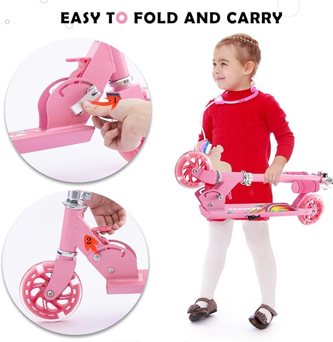 TENBOOM Scooter Toys for Kids Ages 6-12/3-5, Christmas Birthday Gifts for Girls Boys, Easy Folding Kids Scooter with 3 Levels Adjustable Handlebar