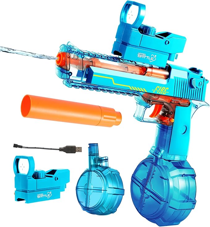Electric Water Gun, Water Guns for Adults and Kids, Automatic High Power 500ml Squirt Guns, Long Range Water Gun Summer Water Toys for Boys Girls Pool Party Beach Outdoor (Blue)