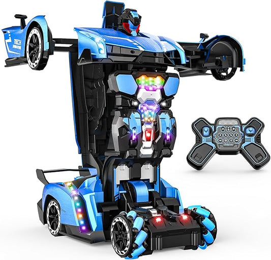 Holyton Transform Remote Control Car, Transform Robot RC Cars,1:10 Scale,Toy Car with STEM Programming,One-Button Robot, LED Lights,Sound Effects, Ideal Gift for 5 6 7 8 9 10 11 12 Years Old Boy