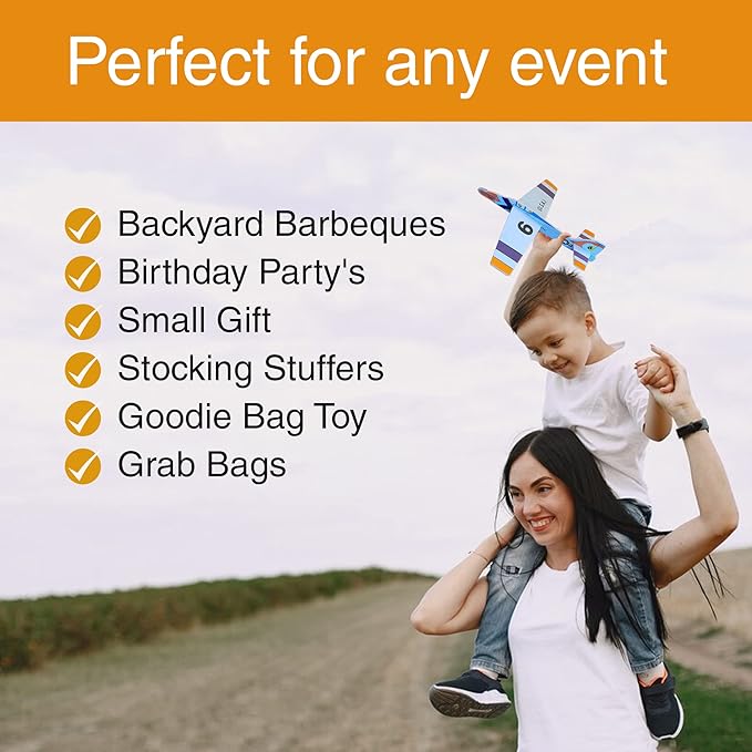 Balsa Wood and Styrofoam Airplane Toys Set | Wooden Airplane Kits | 2 Rubberband Powered Propellor Planes, 2 Balsa Wood Glider Planes, and 6 Foam Model Toy Airplane Kits | Classic Toys for Children