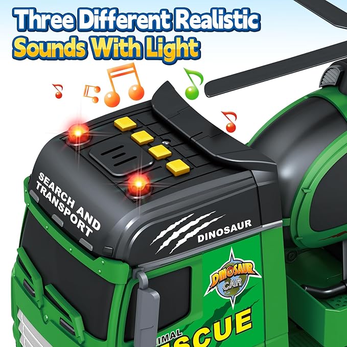 SpringFlower Toddler Truck Boy Toys, Large Dino Truck Toy with Helicoper and Dino, 3 in 1 Boy Toy for 3 4 5 6 7 Year Old, Christmas Birthday Gifts for Kids 3 4 5 6 Years Old