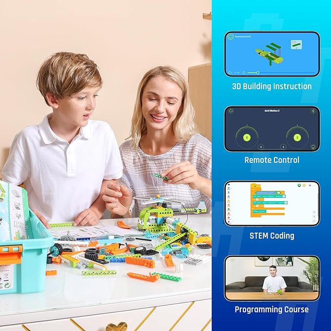 Coding Robot Toy for Kids 6+, 100+ in 1 APP Control Robots Building Toys, Programmable Scratch Coding Kit with 23 Video Courses,Birthday Children's Day Gift for Kids (370 Blocks)