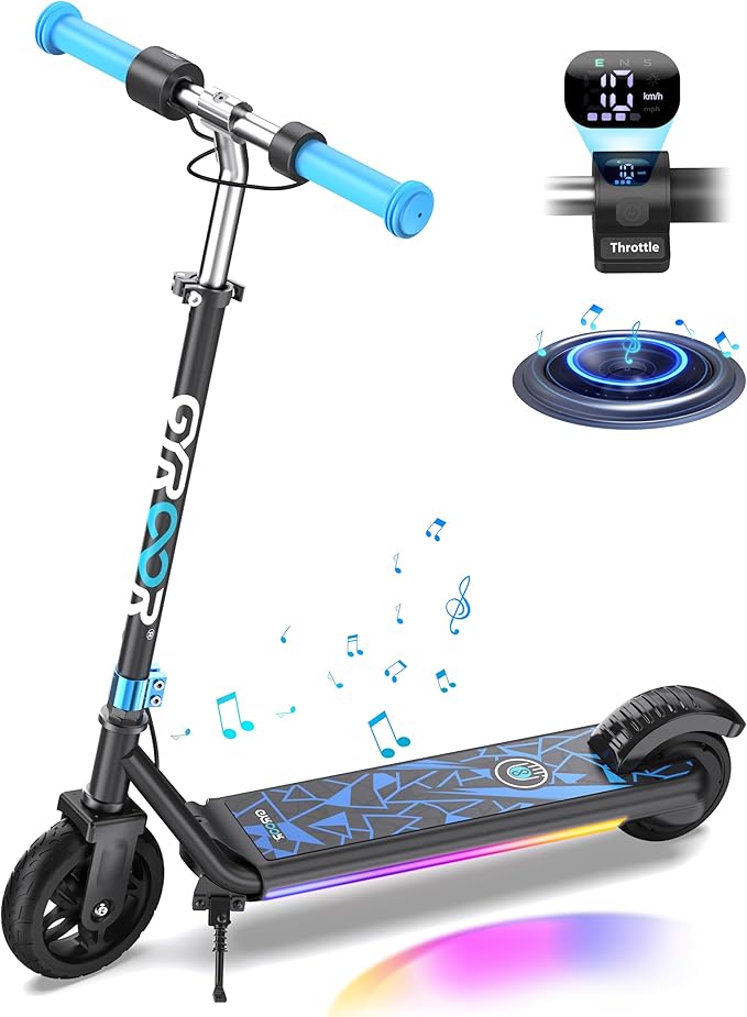 Gyroor H30 Max Electric Scooter for Kids, LED Dispaly, 150W Powerful Motor, Dual Brake System, Adjustable Height and Speed, Best Presents for Kids