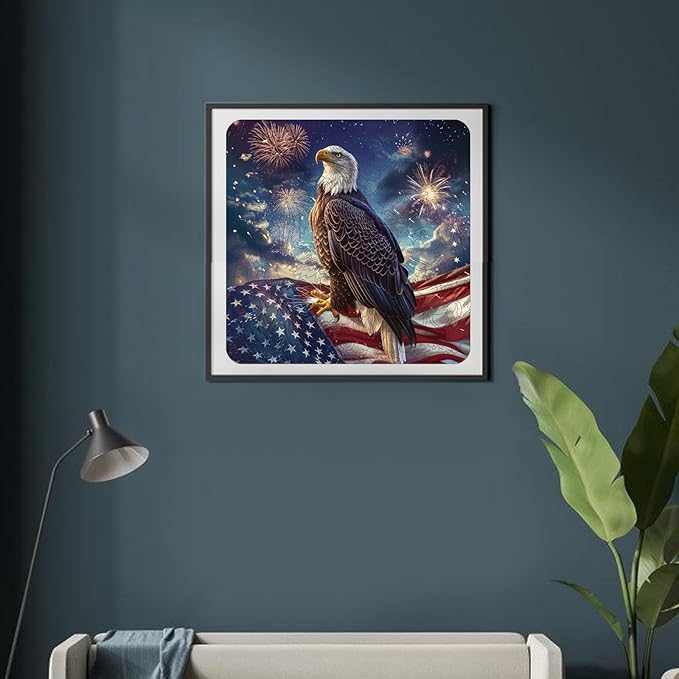 Wooden Puzzle for Adults, Eagle Flag Wooden Jigsaw Puzzles(15.9 * 15.6in-500pcs), Beautiful Wooden Puzzle with Box Birthday Gifts for Adults and Kids Family Game