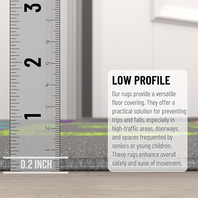 Ottomanson 2'7" x 6' Hopscotch Kids Rug - Play Mat for Playroom, Bedroom, Daycare & Classroom - Fun & Interactive Game Carpet - Durable and Non-Slip - Perfect for Learning & High-Traffic Areas, Gray