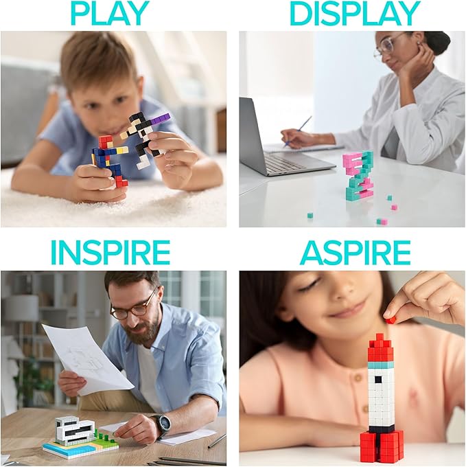 PIXIO PIXOPLASMA - Tiny Magnetic Blocks Building Toy in The Pixel Art Style with Free App - 5/16" Plastic Cubes with 6 Magnets Inside - Open Ended Toy - Creativity Toy for Ages 6+ - 60pcs