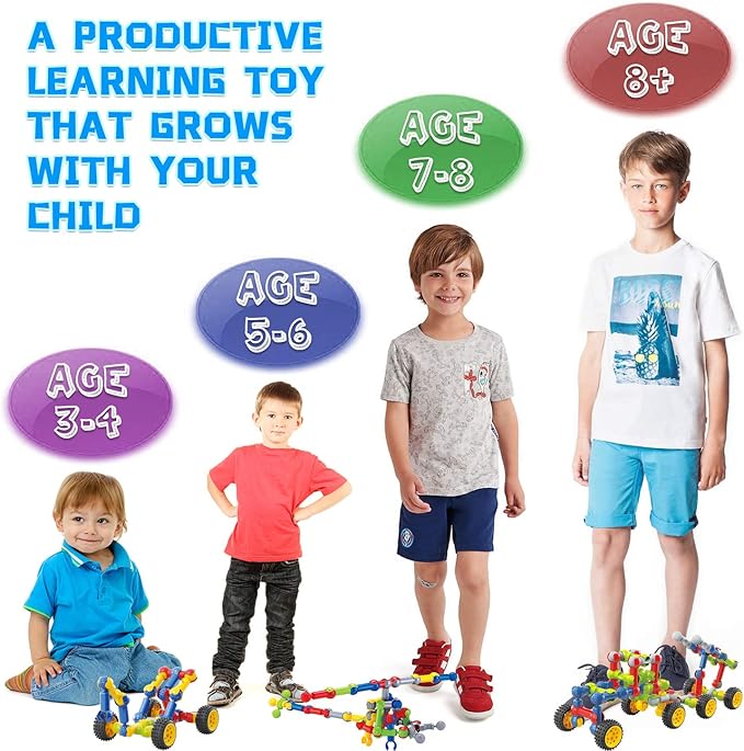 Kids Building Kit STEM Toys, 110 Pcs Educational Construction Engineering Building Blocks DIY Learning Set for Ages 3-10 Year Old Boys Girls, Best Gift for Children Creative Games Fun Play