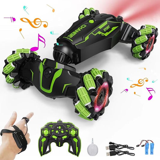 Upgraded Hand Gesture Sensing RC Stunt Car with Lights Music, Spray Fog Gesture RC Car Remote Controll Transformed Car 360° Spins All Terrains Monster Truck for Boys