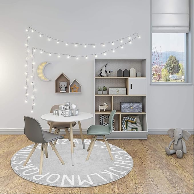 Topotdor Round Kids Play Rug Alphabet Nursery Area Rug Extra Large Soft Crawling Play Mat for Children Toddlers Bedroom (71 inch, Grey)