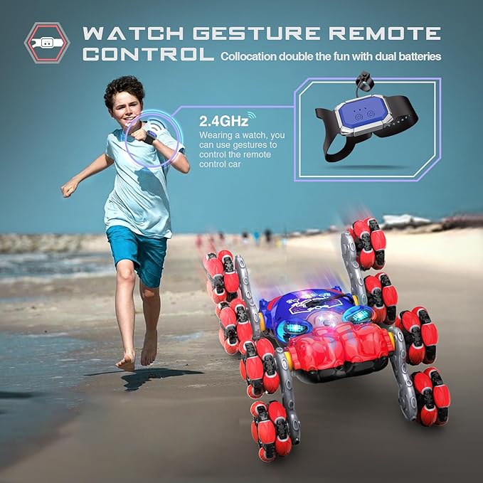 ATHLERIA 8WD Gesture Sensing Rc Stunt Car Toys for Boy Age 8-13,Octopus Remote Control Cars with Spray Lights,Racing Drift Car,Christmas Birthday Gifts Toys for Boys Girls Teens 8 9 10 11 12 13+ Year