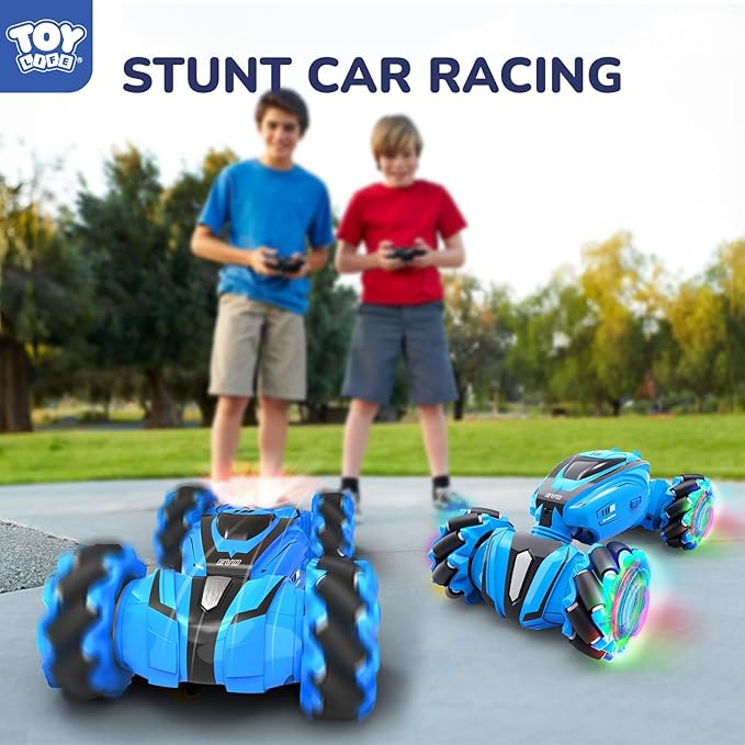 TOY Life RC Stunt Car, 2.4GHz 4WD Light Up Hand Controlled RC Car Double Sided 360°Rotating Gesture Sensing Remote Control Cars Birthday Gift Toys for Boys Age 8-12