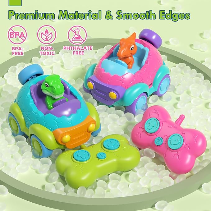 Lehoo Castle Girl Dinosaur Toy, 2 Pack Dinosaur Toys for Kids 3-5, Remote Control Car for Toddlers 1-3, Kids Toys Girls 3-5, 2 Year Old Girl Birthday Gift