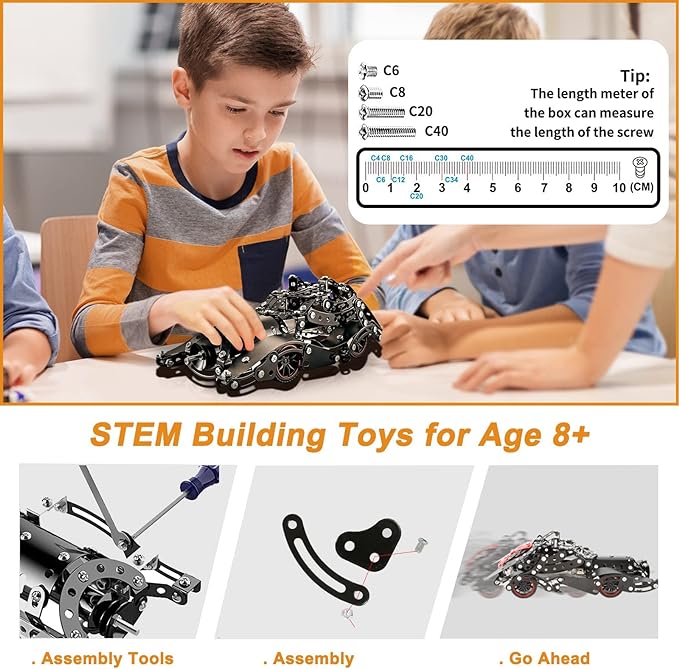 Erector Sets for Boys Age 8 9 10 11 12-16 and Older, 332 Pcs Batman Model Car Building Set for Kids Ages 8-12 Year and Up Metal STEM Educational Toy for Kids Boys Girls or Adults