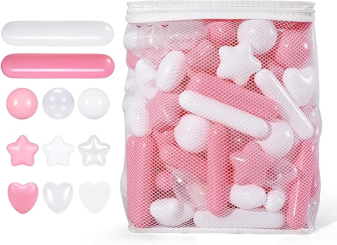 STARBOLO Ball Pit Balls for Kids -150pcs Stars Hearts Strips Crush Proof Play Balls Plastic Macaron Toy Balls for Ball Pit, Baby Pool Water Toys, Play Tent, Birthday Party Decoration