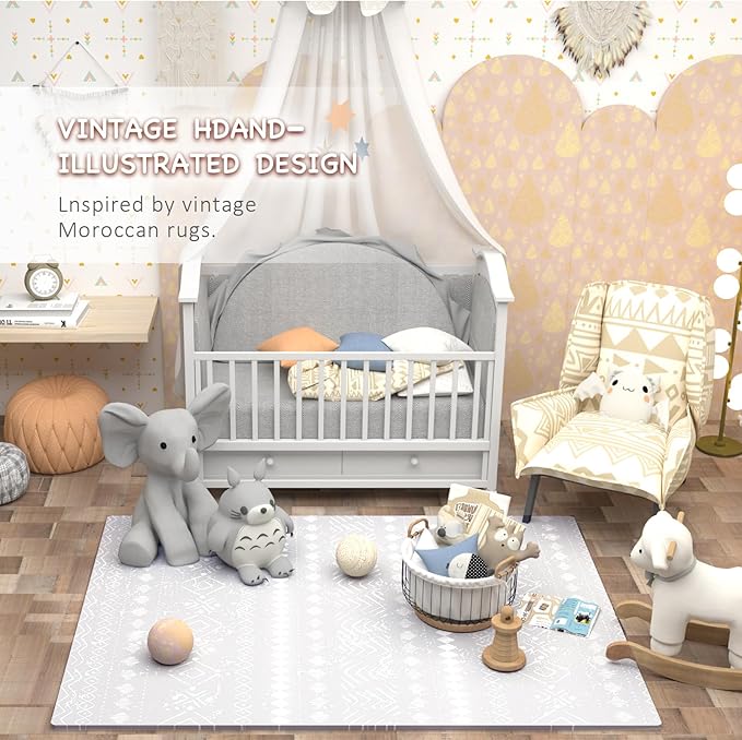 TCBunny 16 Interlocking Tiles and Edges Baby Play Mat for Kids & Toddlers - 5.6 X 4 FT (Bohemia Style)