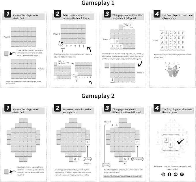 2 Player Mahjong Tile Game，49-Piece Vita Mahjong Tiles (1.4") with Non-Slip Mat & Stickers, Portable Travel Mahjong Block Set for Adults/Kids with a Storage Box
