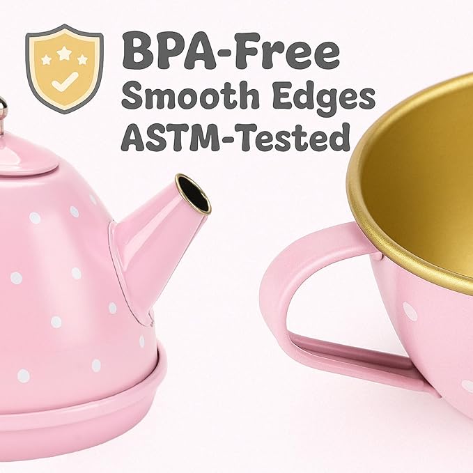 Tea Party Set for Girls – Princess Toddler Birthday Gift, Bunny Tea Time Toys with Teapot, Desserts, Cups, Plates & Carrying Case, Pretend Kitchen Playset for Kids Ages 3-8