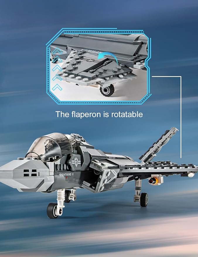 SEMKY Military Series F-35 Lightning II Fighter Jet Air Force Building Block Set (646 Pieces) -Building and Military Toys Gifts for Kid and Adult