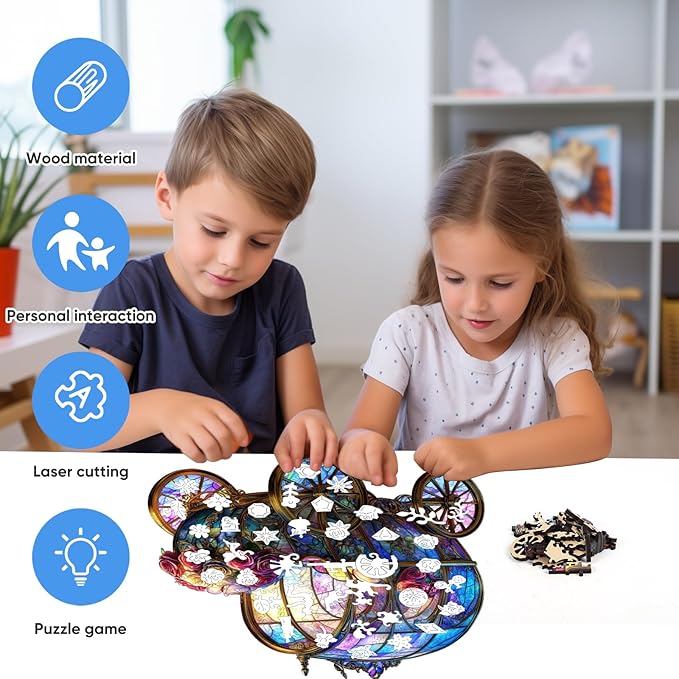 Wooden Puzzles, Pumpkin Carriage Jigsaw Puzzles 200 Pieces, 5MM Thick Unique Shaped Flower Brain Teaser Puzzles Birthday Gifts for Kids Family Game 10.9 * 11.2inch